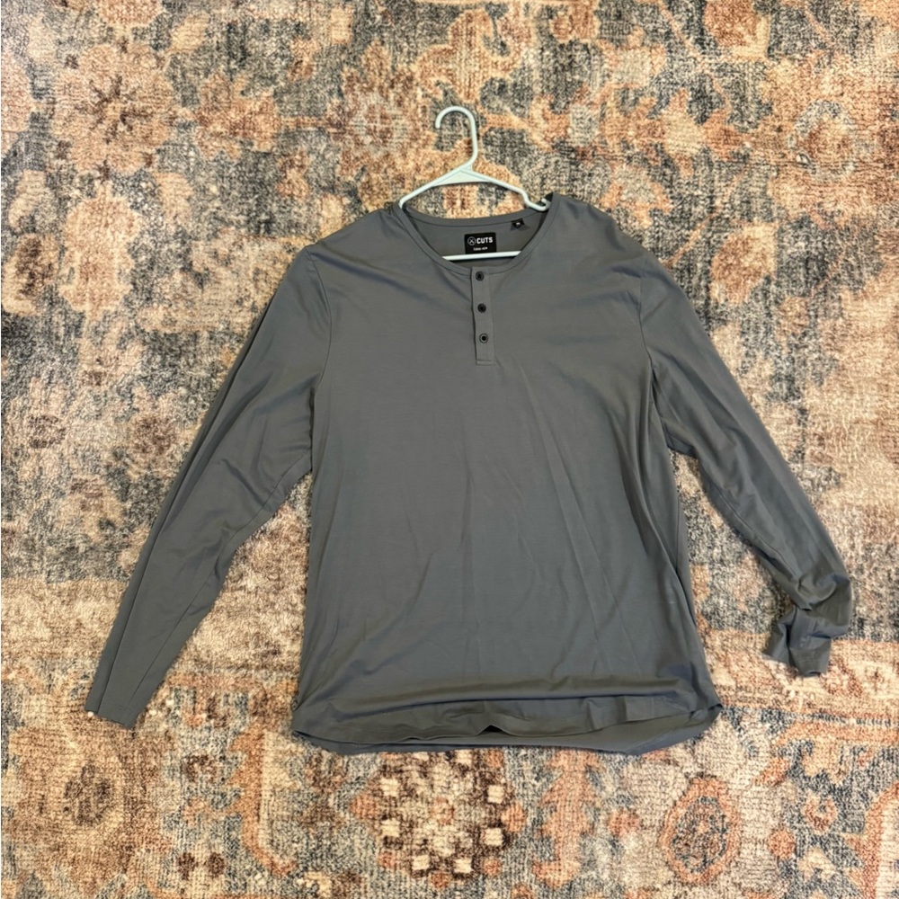 Cuts Long Sleeve Henley Shirt
